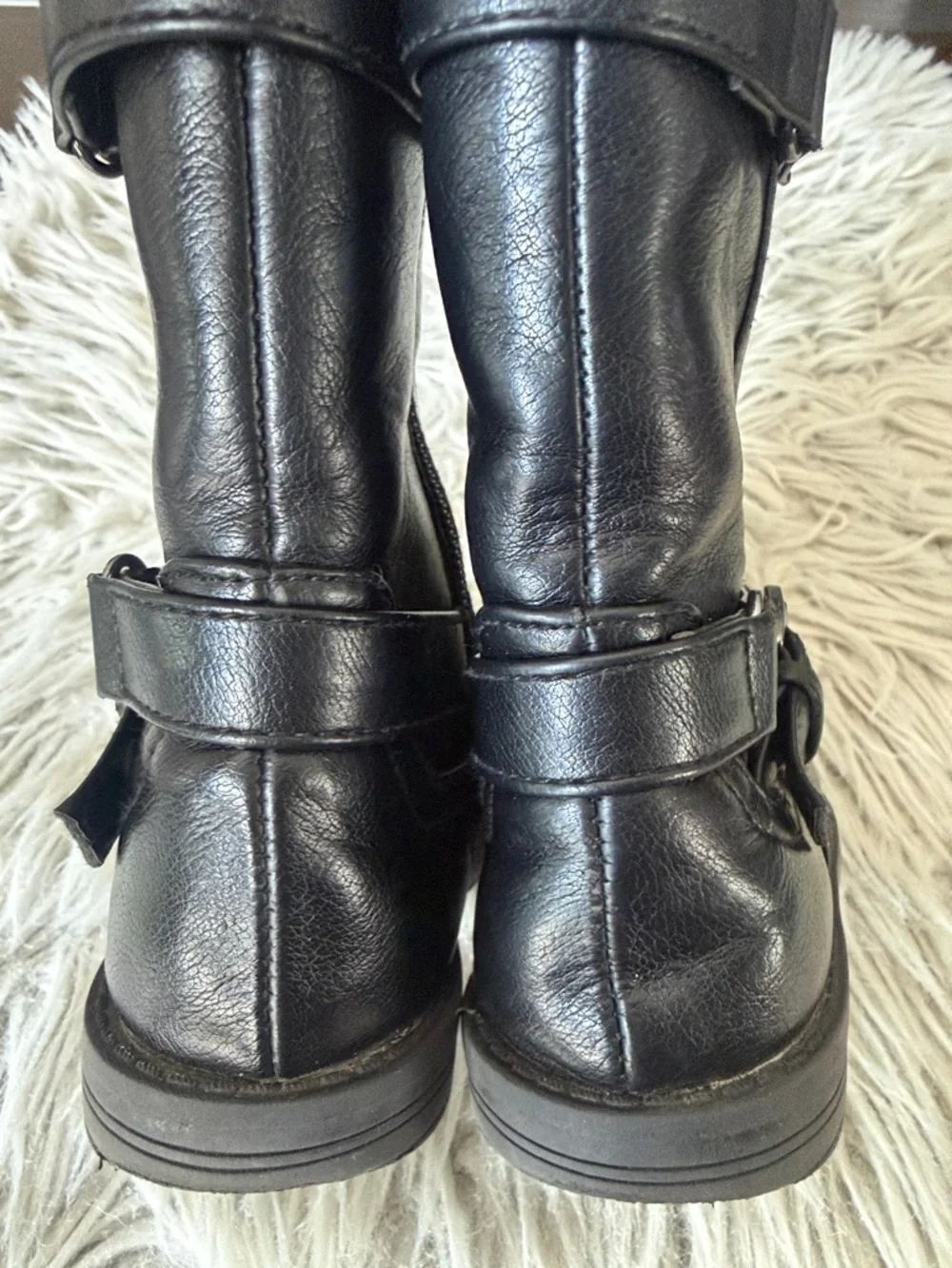 Falls Creek Black Girl Zip Boots with Buckle